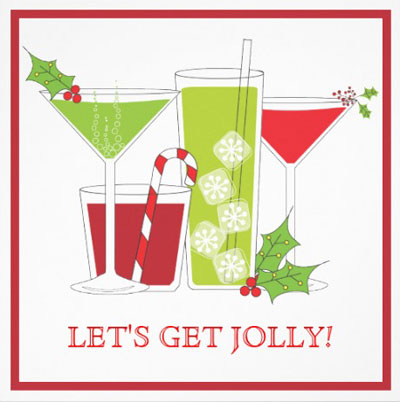 holly jolly christmas cocktail party invitation