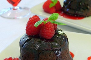 Chocolate Lover's Cake with Raspberry Chambord Sauce