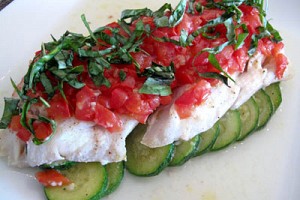 Foil Wrapped Haddock with Fresh Roma Tomatoes and Zucchini