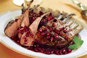 Slow-Roasted Rack of Lamb with Pomegranate Mint Molasses
