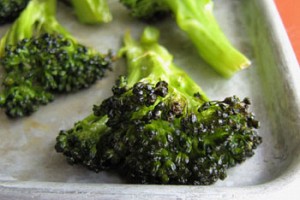 Roasted Broccoli with Soy-Lime-Honey-Ginger Dipping Sauce