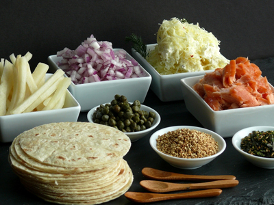 smoked-salmon-brunch-taco-bar-layout-of-ingredients